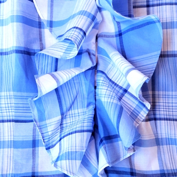 NWT Ralph Lauren lite blue plaid peplum blouse 8 - Picture 7 of 11